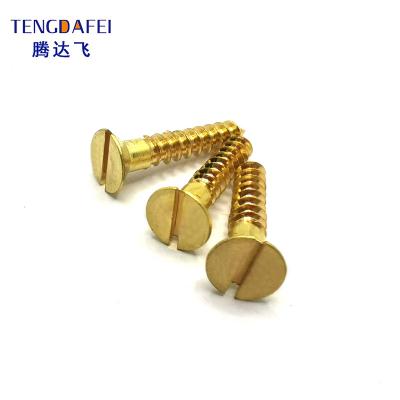 China Factory Wholesale Brass Flat Head Wood Screw Furniture Self Tapping Countersunk Countersunk Head Screw for sale