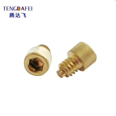 China TENGDAFEI Factory Supply 1/4-20 Cap Hex Knurled Socket Allen Head Brass Machine Screws With Dog Point for sale