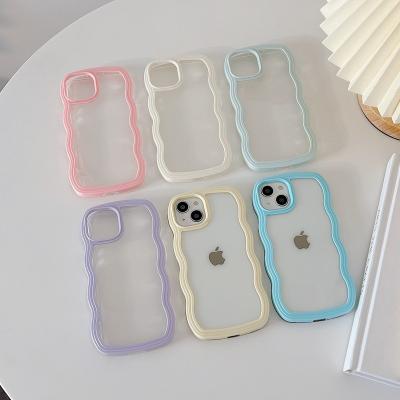 China Big Wave Pattern Shockproof Simple Clear PC Hard Phone Case For iPhone 14 13 12 11 Pro Max for sale