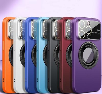 China 2023 Newest Shockproof Hollow Cell Phone Cases For iPhone 14Pro Large Window Frosted Phone Case For iPhone 12Pro Max Magnetic Phone Case for sale