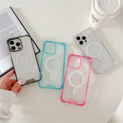 China Hot Selling Shockproof Anti Drop Four Color Acrylic Corner Magnetic Case For iPhone 11 12 13 14 Pro Max for sale