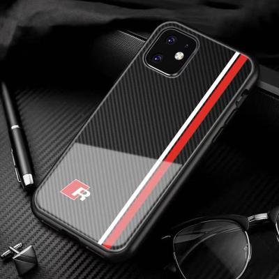 China Carbon Fiber Shockproof Patterned Phone Case For iPhone 14pro Car Logo New Max Custom Glass Protective Case For iPhone 14 for sale