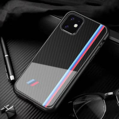 China Luxury Personalized Car Logo Carbon Glass Fiber Patterned Phone Case New Shockproof Phone Cases For iPhone 14pro 11 Max for sale