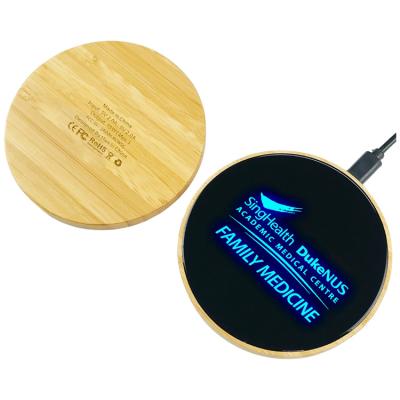 China Wholesale Mobile Phone Bamboo Tempered Glass Portable Bamboo Material 15W Fast Charging Wireless Charger for sale