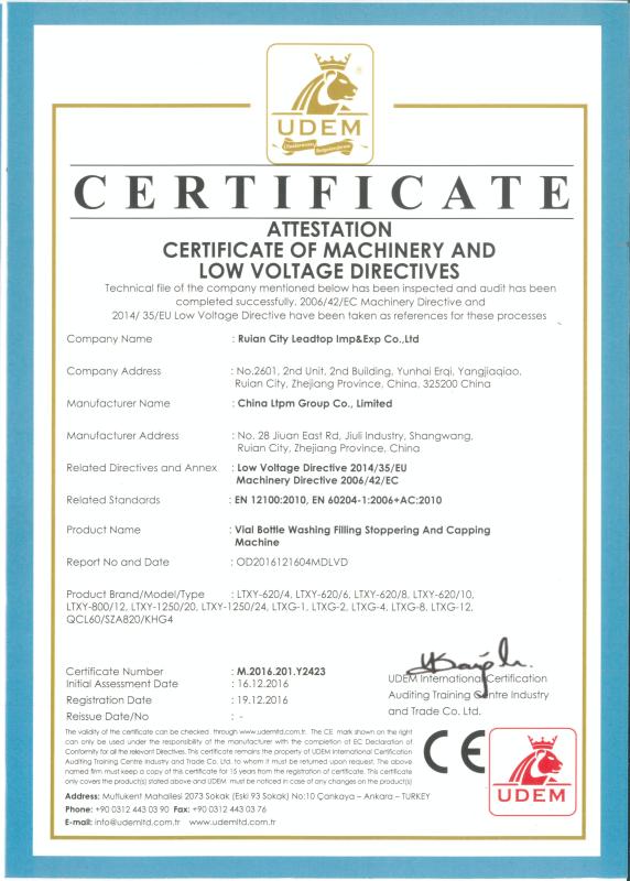 CE - Zhejiang Leadtop Pharmaceutical Machinery Co., Ltd.