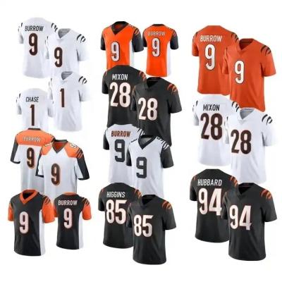 China QUICK DRY Cincinnati Men's 9 Joe Burrow 1 Ja'Marr Chase 28 Joe Mixon America Stitched Football Game Limited Jersey for sale