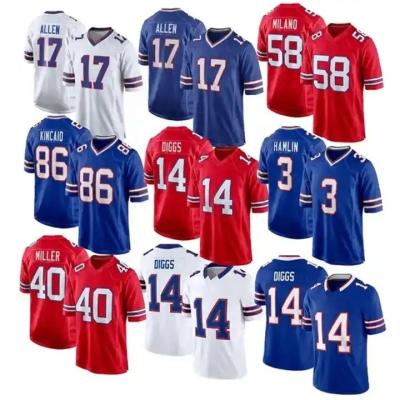 China QUICK DRY Buffalo City 3 Damar Hamlin 40 Von Miller 13 Gabriel Davis 58 Matt Milano Stitched America Football Jersey for sale