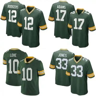 China QUICK DRY Green Bay City 10 JD Love 17 Davante Adams 23 Jaire Alexander 12 Aaron Rodgers Stitched Rugby Football Jersey for sale