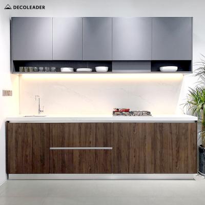 China Dark Gray DECOLEADER Minimalist Design and Woodgrain Sideboard for Townhouse Projects zu verkaufen