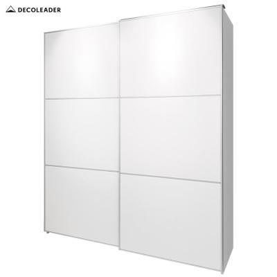 China Customized Size And Finish DECOLEADER Modern White Lined Sliding Door Wardrobe Te koop