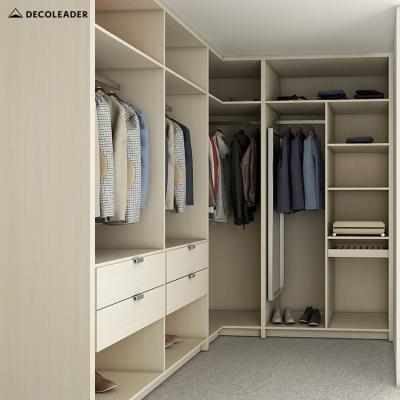 China Modular Units Easy To Install DECOLEADER Woodgrain Walk In Robe Closet Wardrobe for sale