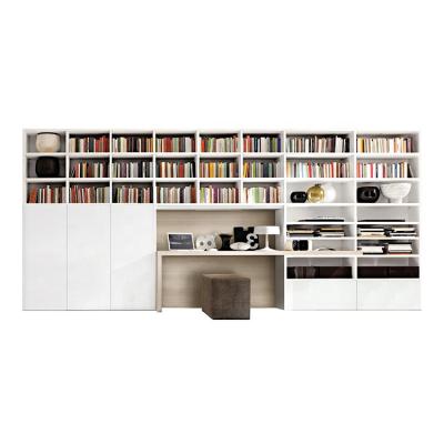 중국 (Height) adjustable white and wooden living room bookcase with desk 판매용