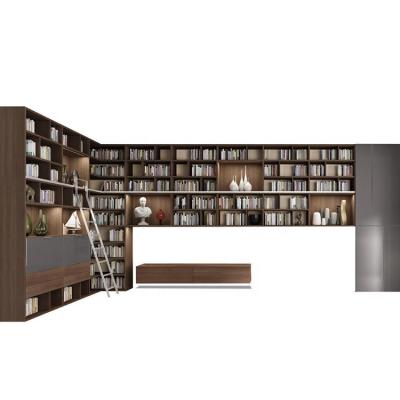 China (Height)Adjustable Luxury Living Room Bookcase Shelves With Floating TV Units In Wood And Dark Gray Te koop