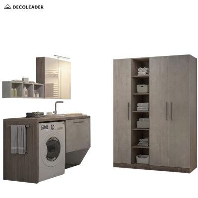 China Modern Laundry Cabinet Closet Shelving Unit With Washing Machine Niche Customized Te koop