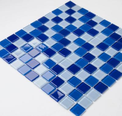 China Beautiful Rustic Exquisite Workmanship Glass Pool Cover Blue Blue Color Tiles Best Types of Tile Swimming Pools Pool Corner Tile for sale