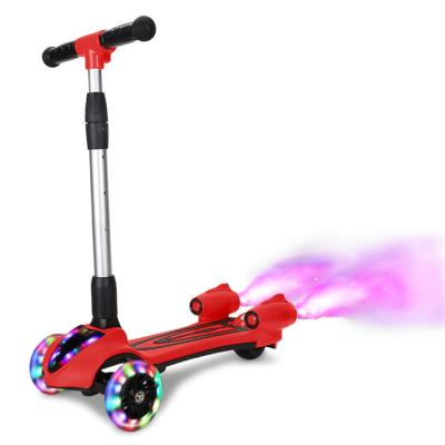 China 2021 New Kid Popular With High Quality PU Light Up 3 Wheels Smoking Scooter Kids for sale