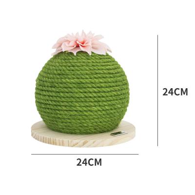 China Interactive pet cats toys cactus ball shape sisal cat scratching pole scrathcer tree with flower for sale