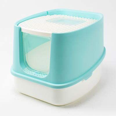 China Sustainable Cat Litter Box with LLD Two Outlets Fully Enclosed Deodorization for sale