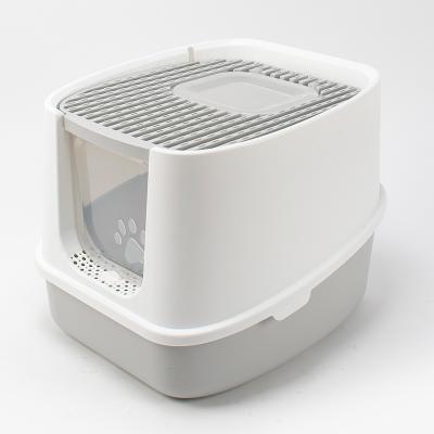 China Cat Litter Box Portable Ttoilet Viable With Top Lid Entry Anti-splash Type Closed Cat Litter Box for sale