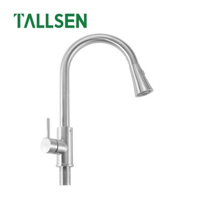 China Pull Out Single Handle Spray Adjustable Stainless Steel Faucets Pull Out Cold And Hot Mixed Kitchen Faucets for sale