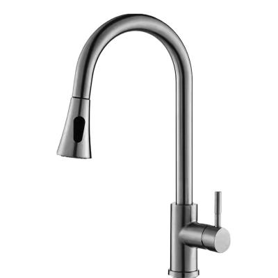 China Hot Water Spray Sale Stainless Steel Pull Out Hose Faucets Hot And Cold For Single Handle Pull Out Kitchen Faucet for sale