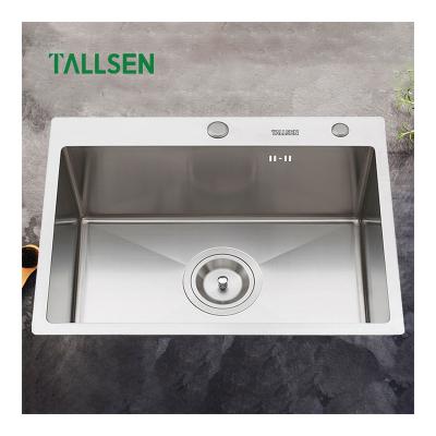 China Without Faucet New Design Undermount Kitchen Sink Handmade Single Bowl Brushed Stainless Steel Sink for sale