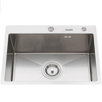 China Without Faucet China Modern Kitchen Single Bowl Brushed Top Mount 304 Stainless Steel Kitchen Laundry Sink Handmade for sale