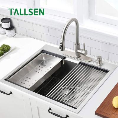 China Without Faucet 680*450*210mm Single Bowl 304 Stainless Steel Kitchen Sinks Brushed Handmade Sink for sale