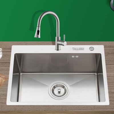 China Without Faucet China 304 Stainless Steel Modern Kitchen Sinks Single Bowl Brushed Commercial Kitchen Sink Handmade for sale