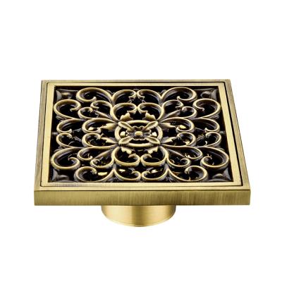 China Modern Factory-Supplier Thick Floor Drain Thickened Floor Drain Copper Sewer Shiny Gold Lightweight Floor Drain for sale