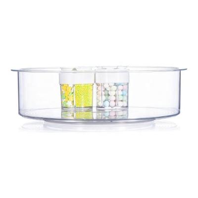 China New Popular LS0006 Viable Round Rotating Transparent Kitchen Acrylic Turntable Lazy Susan Cosmetic Storage for sale