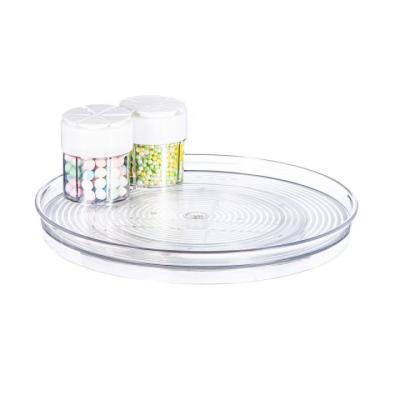 China LS0005 Sustainable High Quality Transparent Acrylic Kitchen Rotary Table With Clapboard , Rotary Cosmetics Storage Table for sale