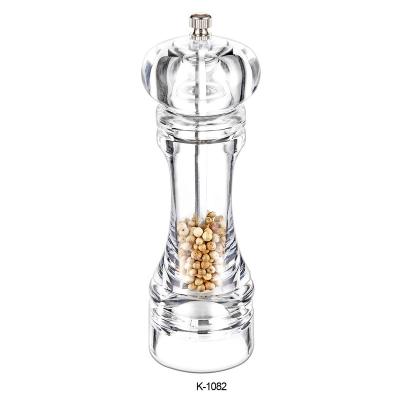 China K-1082 Viable Hot Selling Transparent Acrylic Grinder Herb Herb And Spice Tools Salt Pepper Mill Grinder for sale