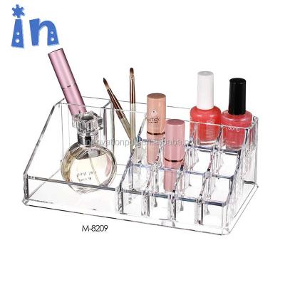 China M-8209 High Quality Viable Multifunctional Clear Nail Polish Display Box Lipstick Holder Brushes Acrylic Containers Makeup Organizer for sale