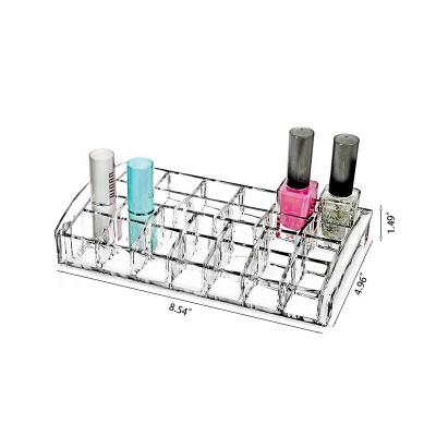 China Viable Transparent Cosmetic Organizer 28 Holes Rack Lipstick and Nail Polish Holder Display Rack Acrylic Makeup Cosmetics for sale