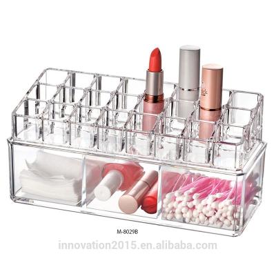 China M-8029B viable most popular multifunctional stack transparent lipstick holder comes with drawer for acrylic makeup organizers for sale