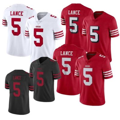 China Breathable 2022 New White Men's San Francisco 5 # Trey Lance Excellent Embroidery Stitched America Football Jerseys-red Alternate White for sale