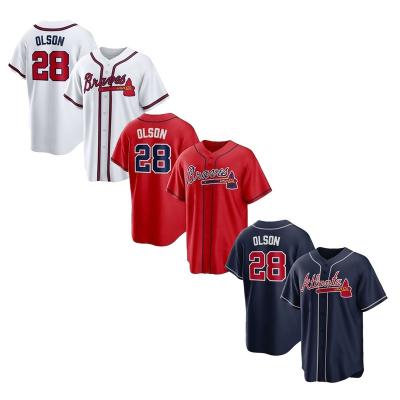 China Breathable American Baseball 2023 City Matt Olson Jersey #28 High Quality Embroidered Stitched Baseball Jersey Men-Red White Navy for sale