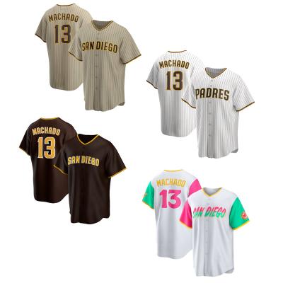 China Breathable New Season San Diego Best Quality Stitched Baseball Jerseys 13 Manny Machado Jersey Embroidery Stitched shirts Baseball Jersey for sale