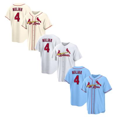 China Breathable New Season St. Louis 4 Yadier Molina  Best Quality Embroidery Stitched shirts Baseball Jersey - Crea - Light Blue - White for sale