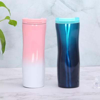 China Creative Vacuum Thermos Gradient Business Stainless Steel Car Water Cup Rhombus Portable Dual-Use Coffee Mug for sale