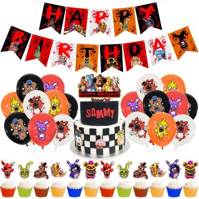 China Advertising Toy New Party Decoration Birthday Banner Cupcake Inserted Cartoon Latex Balloon Stunning Set for sale