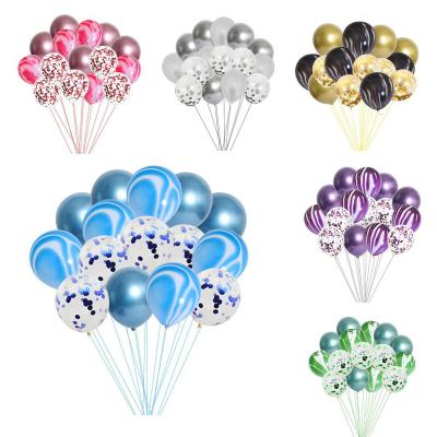 China Promotional Toy 15PCS Agate Solid Color Glitter Balloon Set Birthday Parties Wedding Decorative Metal Balloons for sale