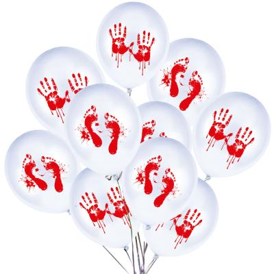 China Advertising Toy Halloween 12 Inch Thickened Latex Balloon 10pcs Package Handprint Footprint Bloody Balloon For Halloween Party Decoration for sale