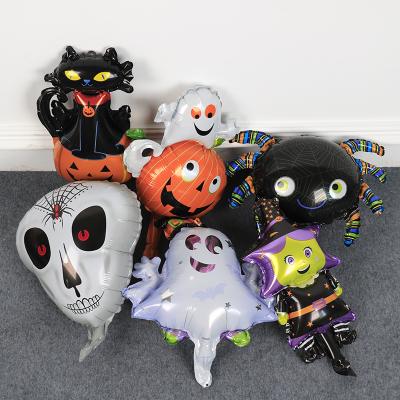 China Black Cat Aluminum Spider Pumpkin Halloween Advertising Toy Mini Halloween Balloon Decorative Foil Balloon for sale