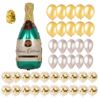 China Advertising Toy Amazon 42pcs Per Set Champagne Bottle Movie Balloon Set Wedding Party Cocktail Decoration Foil Balloons for sale