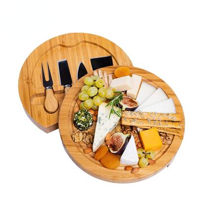 China Mini Bamboo Round Cutting Board 100% natural viable with cutlery for sale