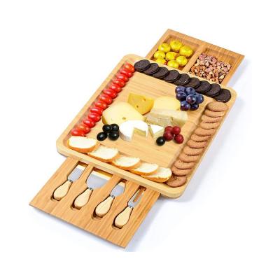 China Sustainable Luxury Amazon Hot Sell Natural Bamboo Cheese Board And Knife Set for sale