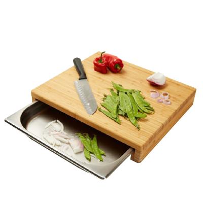 China Sustainable useful chopper 2 in 1 cutting board with drawer for sale