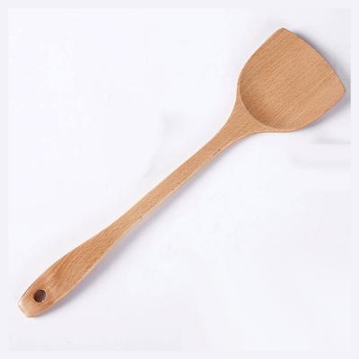 China Kitchen Sustainable Modern Accessory Utensil Special Use Beech Wood Special Use Pan Shovel Non-Stick Spoon for sale